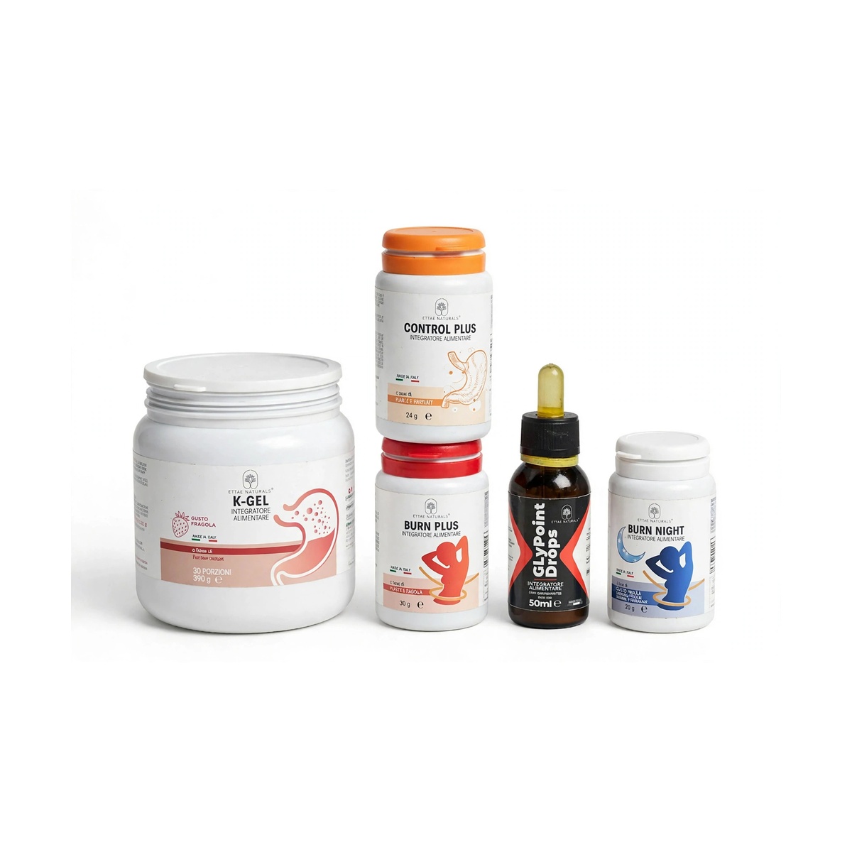 Kit Etna Wellness Control - K-GEL 390g + Control Plus + Burn Plus + Burn Night + GlyPoint Drops 50ml